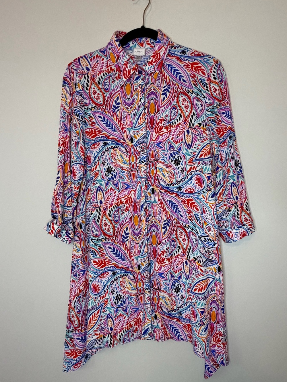 Cupio Women’s Paisley Button Down Tunic Dress Size M